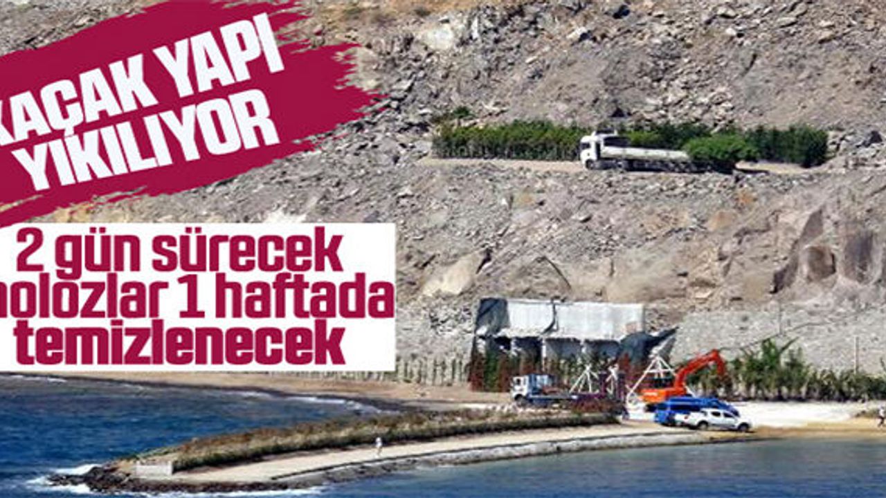 Bodrum'daki kaçak yapının yıkımına başlandı