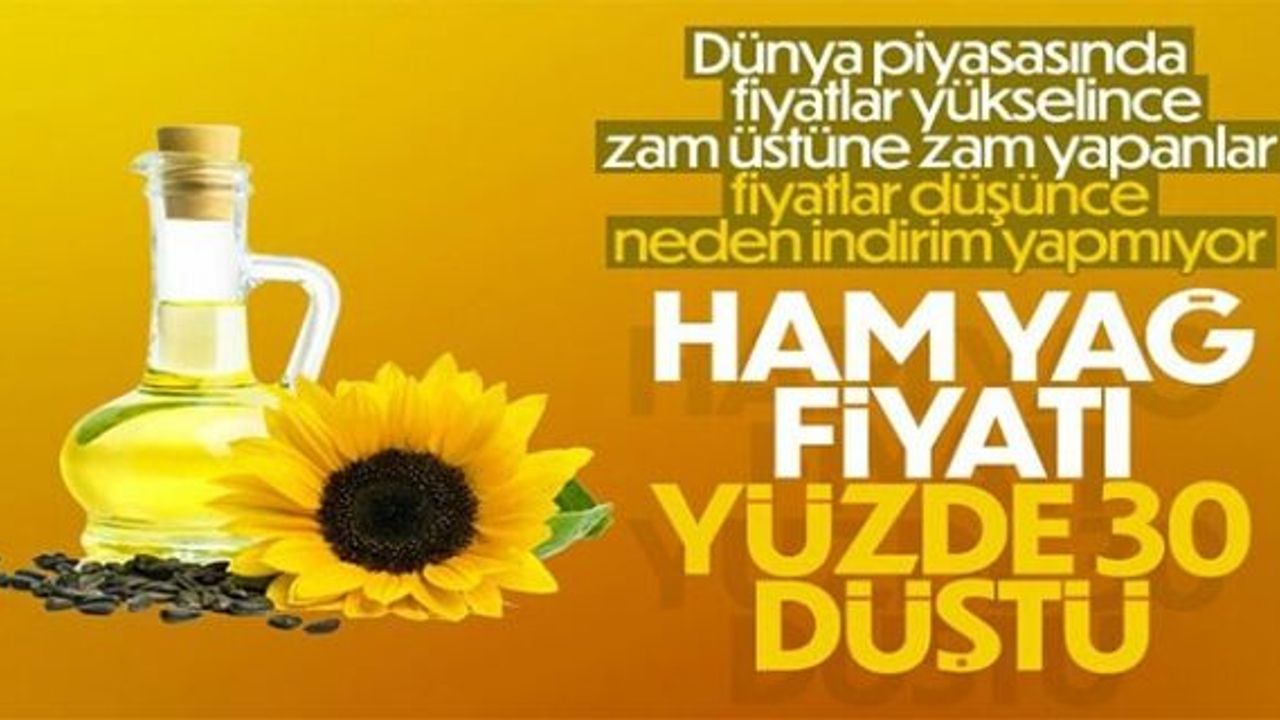 Ayçiçek yağının ton fiyatı 1500 dolara indi
