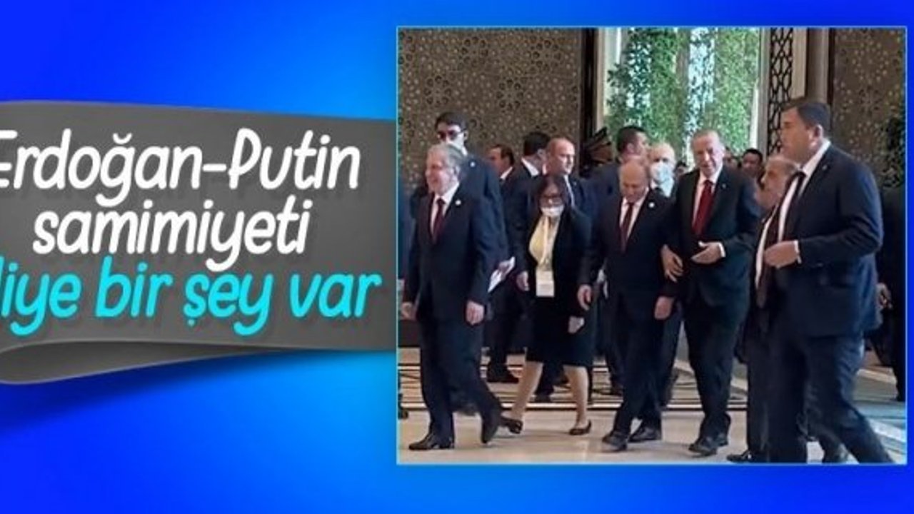 Cumhurbaşkanı Erdoğan ve Putin kol kola yürüdü