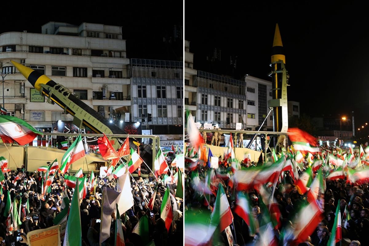 İran füzeleri meydana indirdi! Tahran'dan dikkat çeken görüntüler